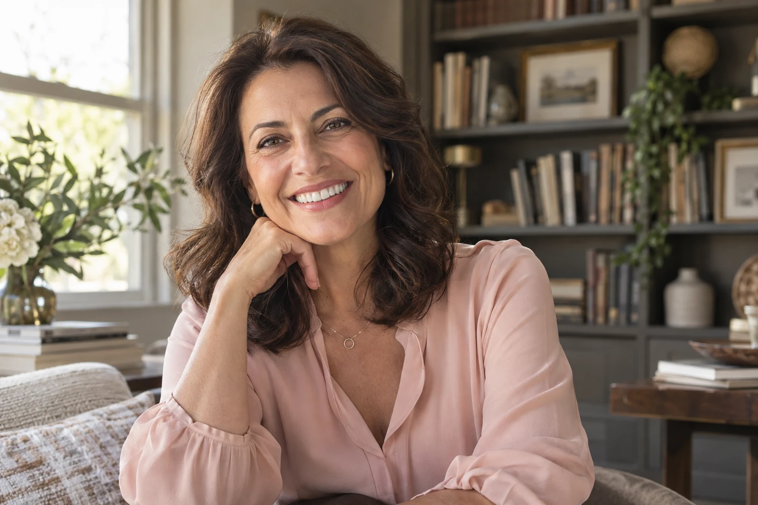 Adult woman with a natural open smile and clearly visible teeth for an All-on 6 full mouth implants package in Istanbul
