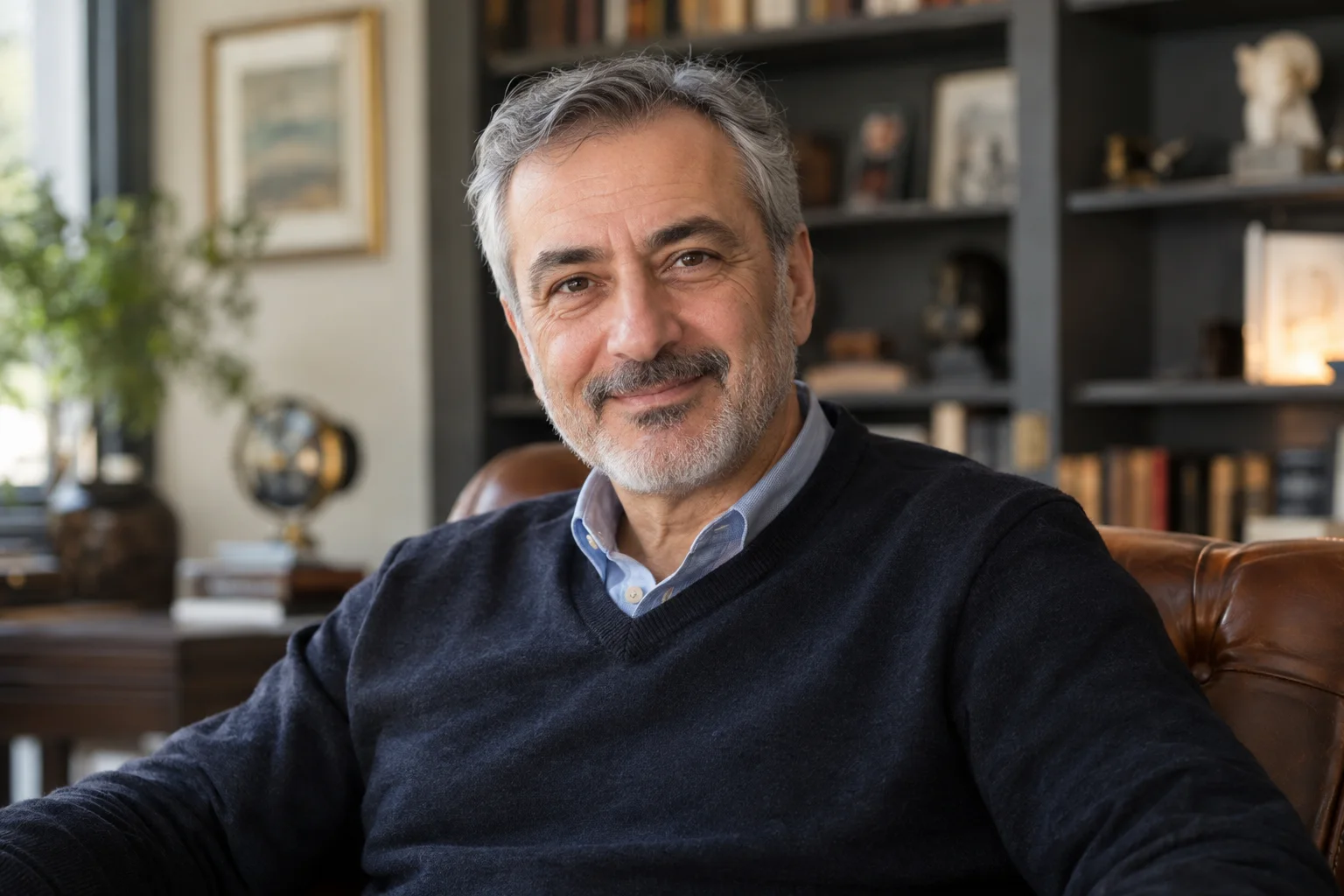 Adult man in his fifties with both eyes open, sharp and centred, no glasses, for a monofocal cataract package in Istanbul