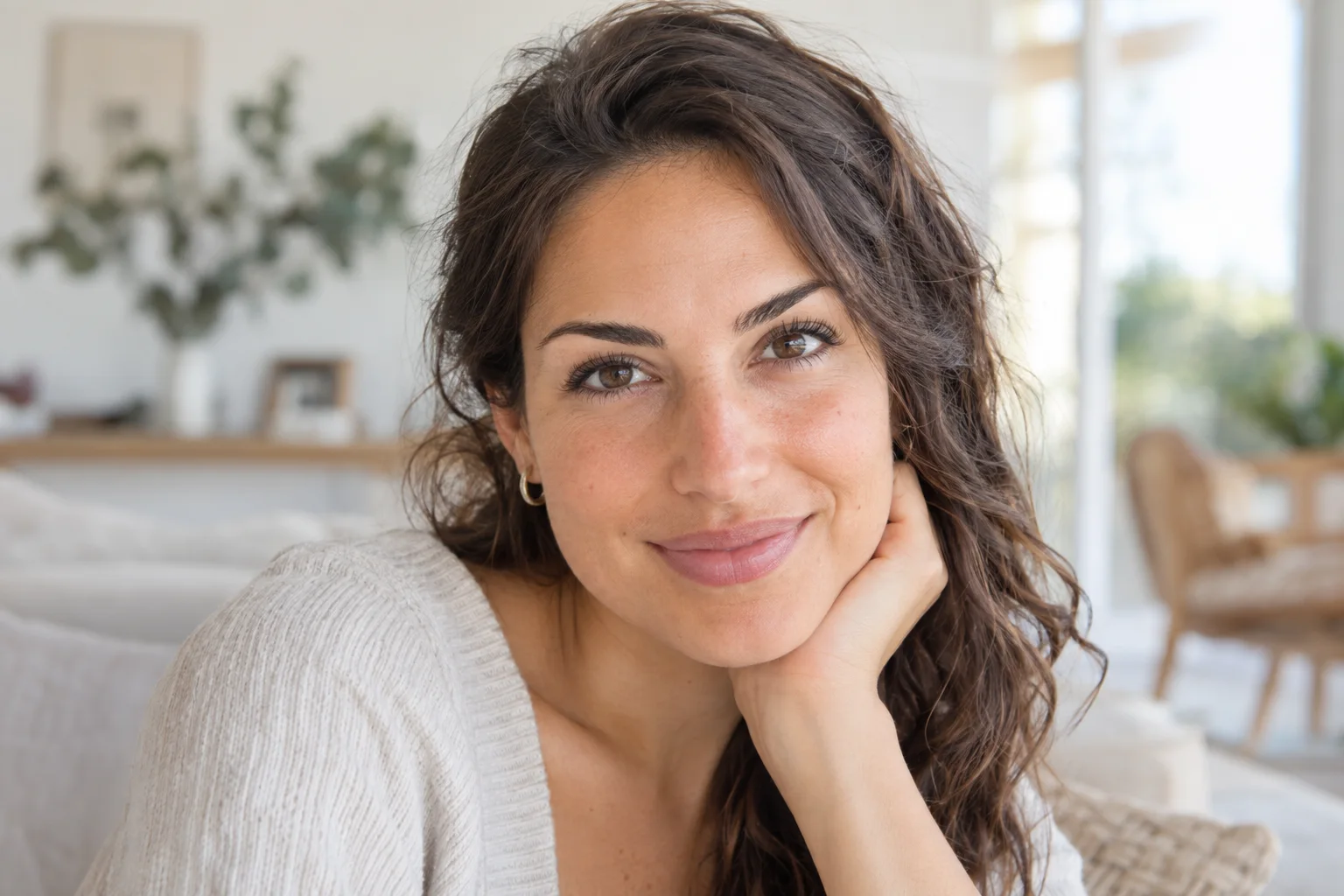 Portrait of a woman with face and eyes clearly visible, photographed for a LASIK or PRK laser eye surgery package in Istanbul