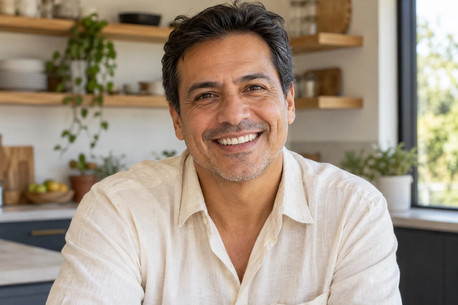 Adult man with a natural open smile and clearly visible teeth for a single jaw crowns package in Istanbul